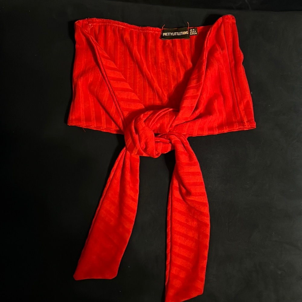 Two piece red flare bottom outfit